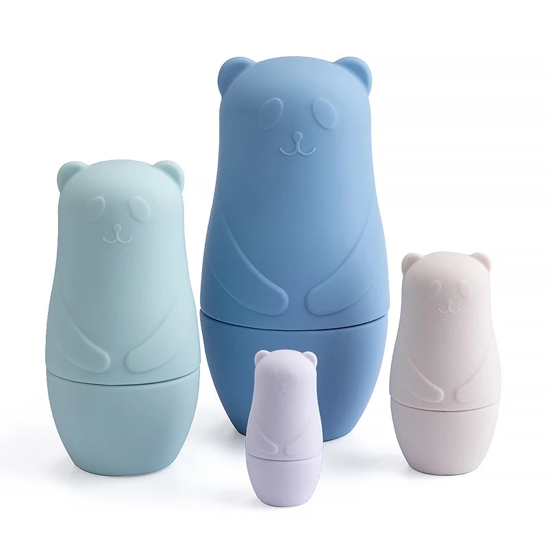 1setMontessori Nesting Dolls Toy Russian Matryoshka Doll Educational Toys for Children Silicone Stacking Blocks Doll Inside Doll