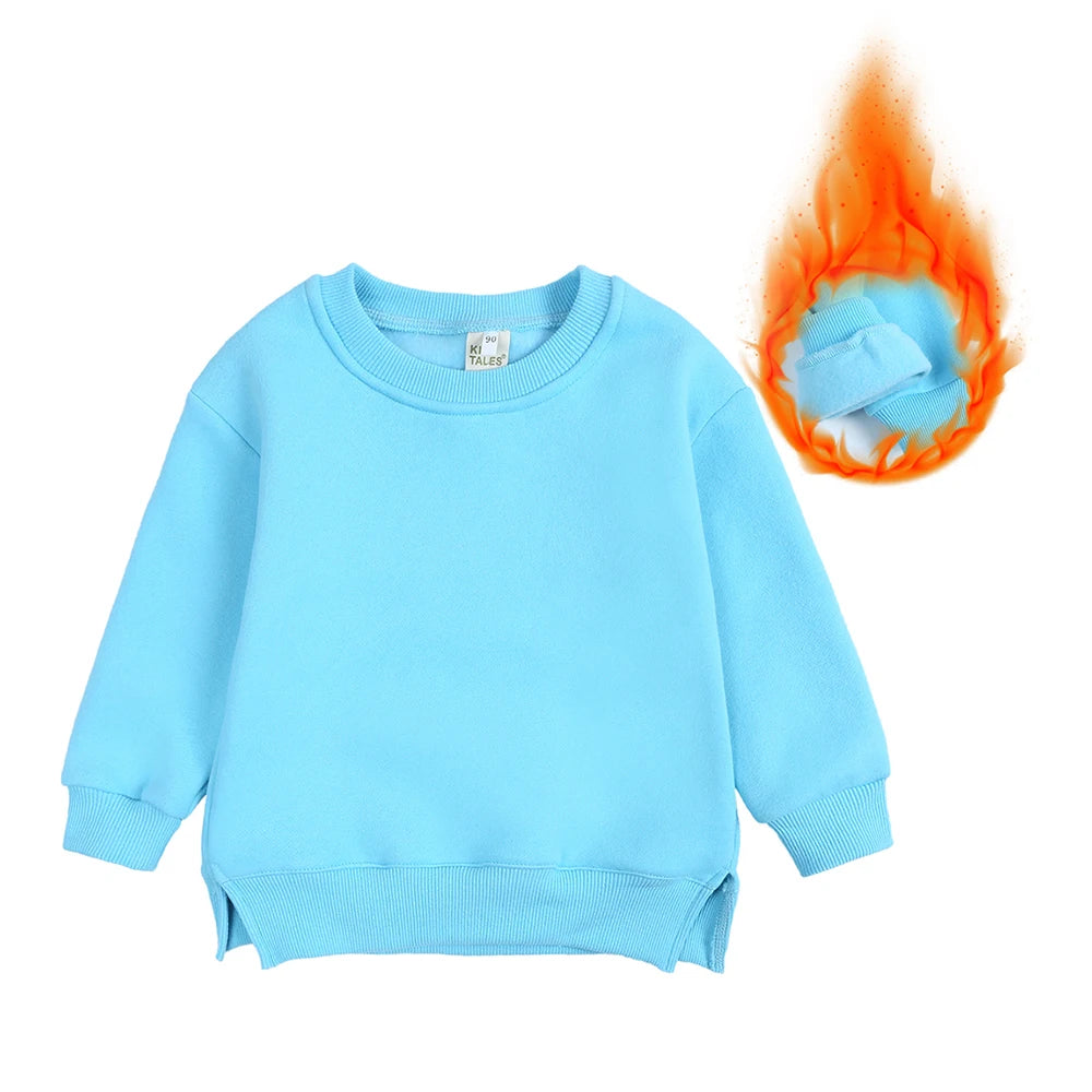 1-7T Kids Hoodies Winter Autumn Thicken Fleece Long Sleeve Sweatshirt Toddler Boy Girl Sweater Coat Children's Pullovers Clothes