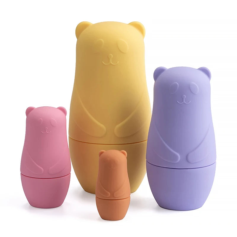 1setMontessori Nesting Dolls Toy Russian Matryoshka Doll Educational Toys for Children Silicone Stacking Blocks Doll Inside Doll