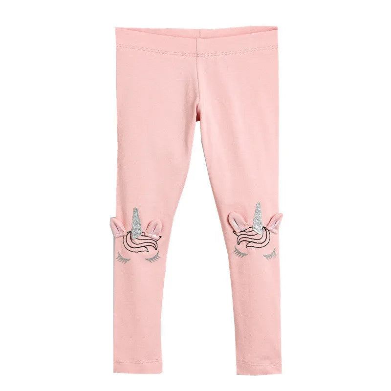 Jumping Meters 2-7T Baby Girls Unicorn Cartoon Pencil Pants Hot Selling Pink Cotton Leggings Pants New Spring Autumn Clothing
