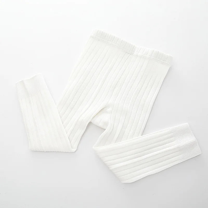 YWHUANSEN 0 to 8 Yrs Spring Autumn Double Needle Leggings Girl Combed Cotton Ribbed Leggings Baby Soft Lace Knitted Pant For Boy