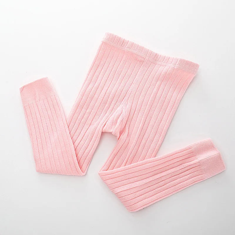 YWHUANSEN 0 to 8 Yrs Spring Autumn Double Needle Leggings Girl Combed Cotton Ribbed Leggings Baby Soft Lace Knitted Pant For Boy