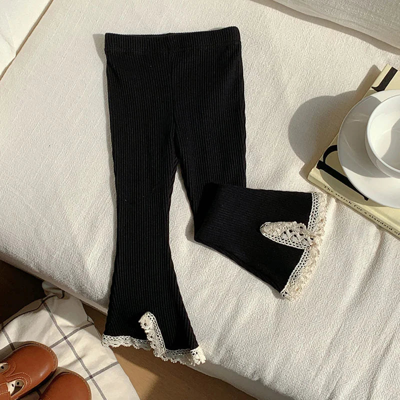 Baby Pants Girls Solid Elasticity Leggings Cotton Trousers Kids Boot Cut Pants Toddler Girls Flares Pant