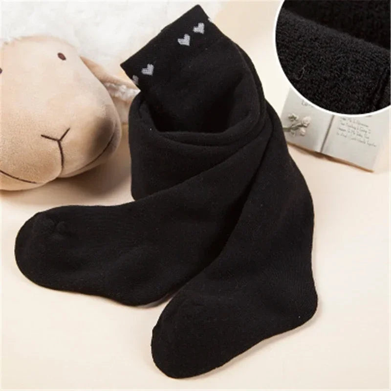 Baby Girl Cotton Tights Winter Terry Thicken Children Pantyhose Heart Print Tights for Girls Toddler Leggings Suitable