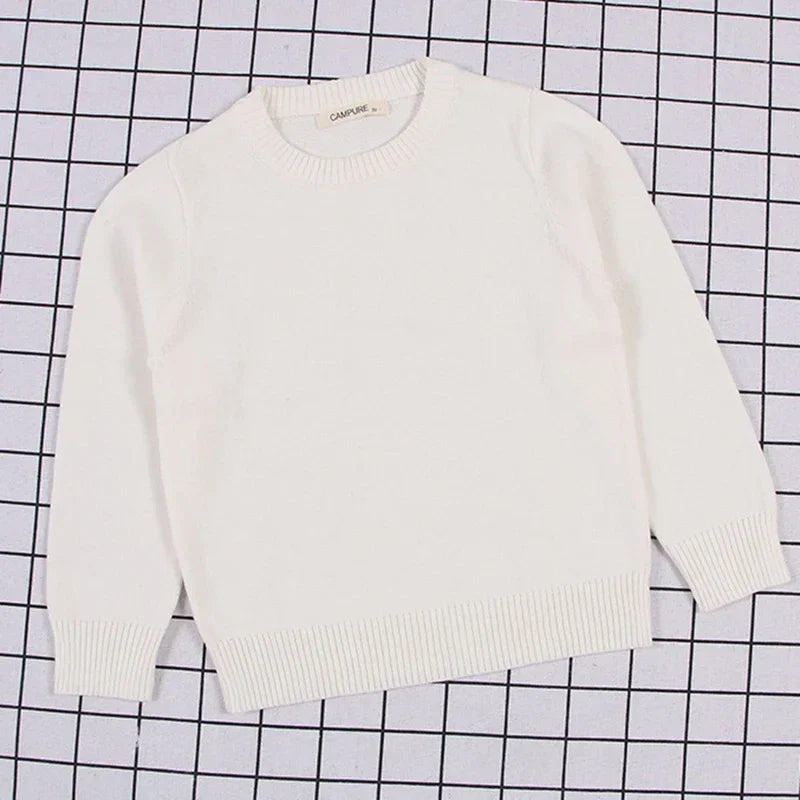 2025 New Autumn 1-8Yrs Baby Boys Girls Pure Color Casual Loose Pullovers Sweaters Kids Sweaters Knitted Bottoming Boys Sweaters