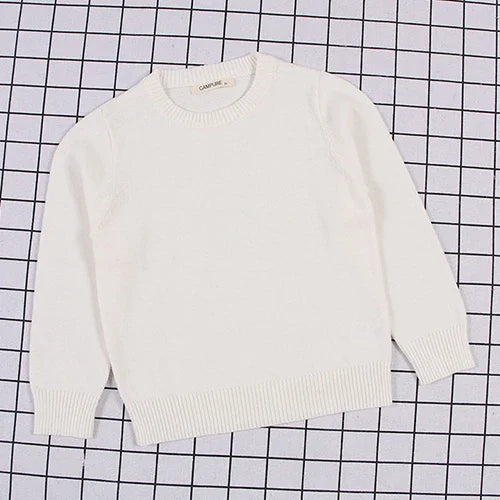 2025 New Autumn 0-7Yrs Kids Sweater Baby Loose Pullover Sweater Baby Boys Girls Long Sleeved Solid Color Knitted Pullover Tops