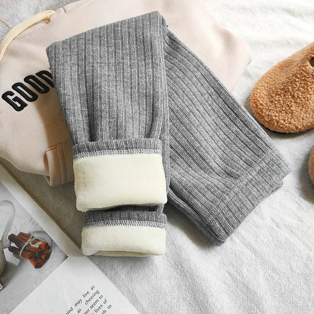 Kids Clothing Thicken Warm Cashmere Pants For Girls Autumn Winter Korean Childrens Plus Velvet Trousers Girls Legging