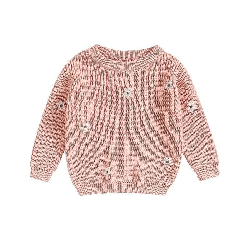Winter Autumn New Baby Boys Girls Sweater Long Sleeve Cute Flower Knit Clothes Newborn Knitwear Pullover Top For Infant