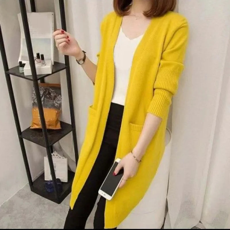 Autumn Winter Knitted Sweater Women Long Cardigan Korean Fashion Female Cardigans Long Sleeve Women Coat Jacket Ladies Outerwear