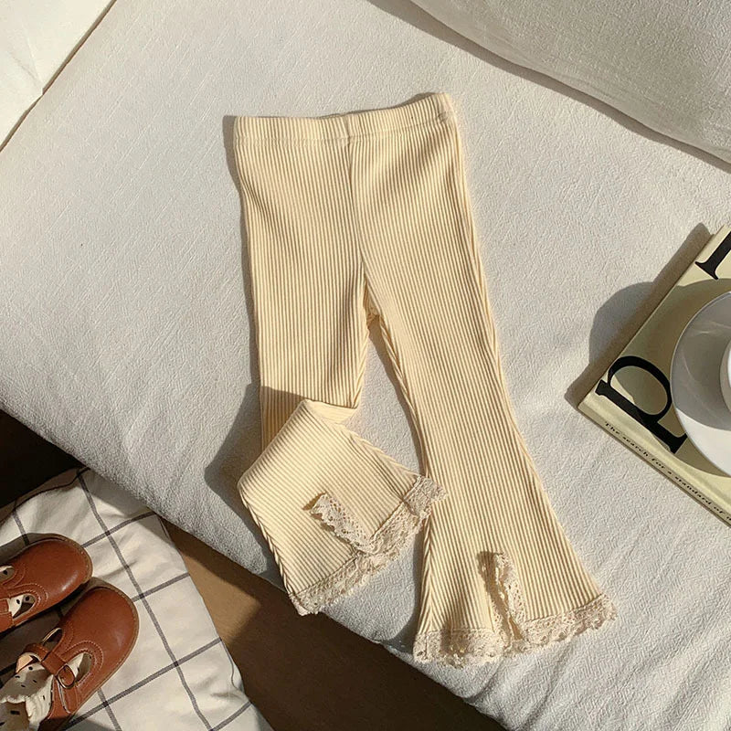 Baby Pants Girls Solid Elasticity Leggings Cotton Trousers Kids Boot Cut Pants Toddler Girls Flares Pant