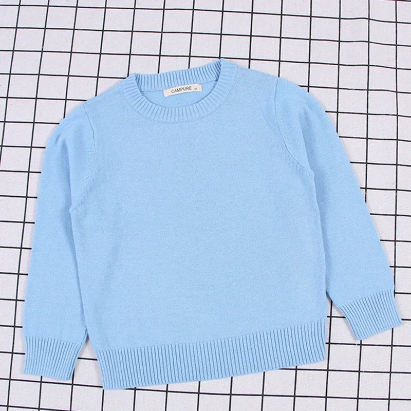 2025 New Autumn 1-8Yrs Baby Boys Girls Pure Color Casual Loose Pullovers Sweaters Kids Sweaters Knitted Bottoming Boys Sweaters