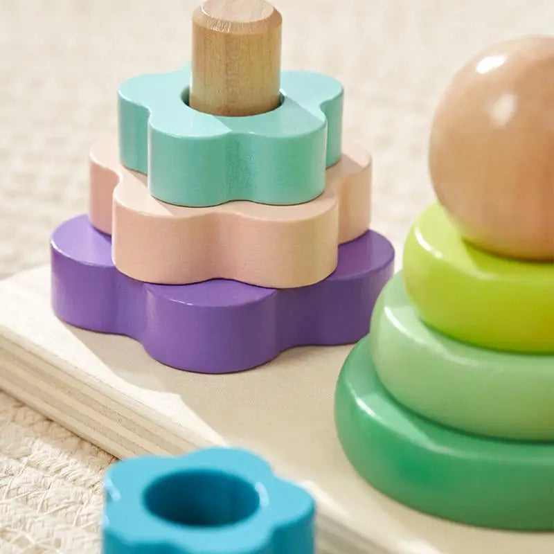 Multifunctional Creative Tower Baby Stacking Puzzle Block Toys Educational Kids Four Pillar Building Blocks For Aged 3