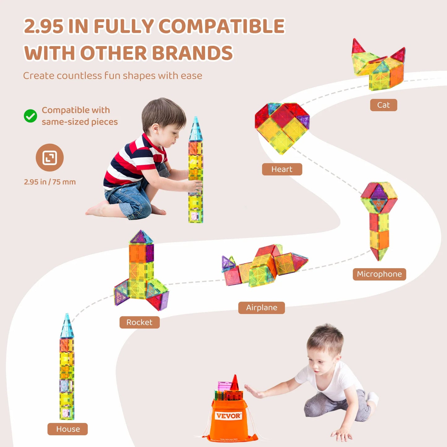 SucceBuy 32PCS Light Magnetic Tiles Building Blocks Magnet Educational STEM Sensory Stacking Toys for Toddlers Boys Girls Gifts