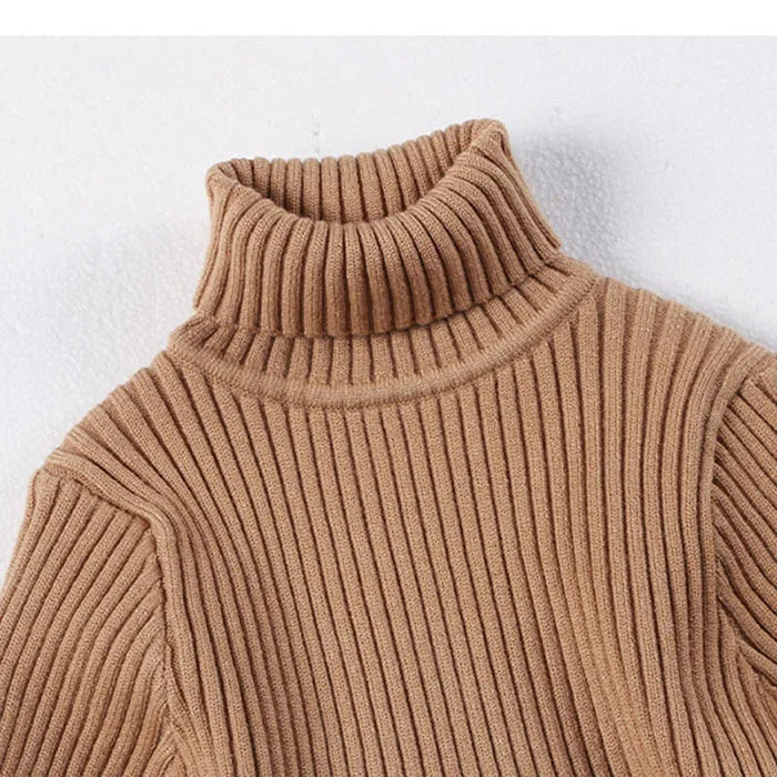 2025 New Autumn Baby Girls Sweater Kids Sweater Winter High Neck Sweater Boys Casual Loose Pullover Sweater Baby Knitted Clothes