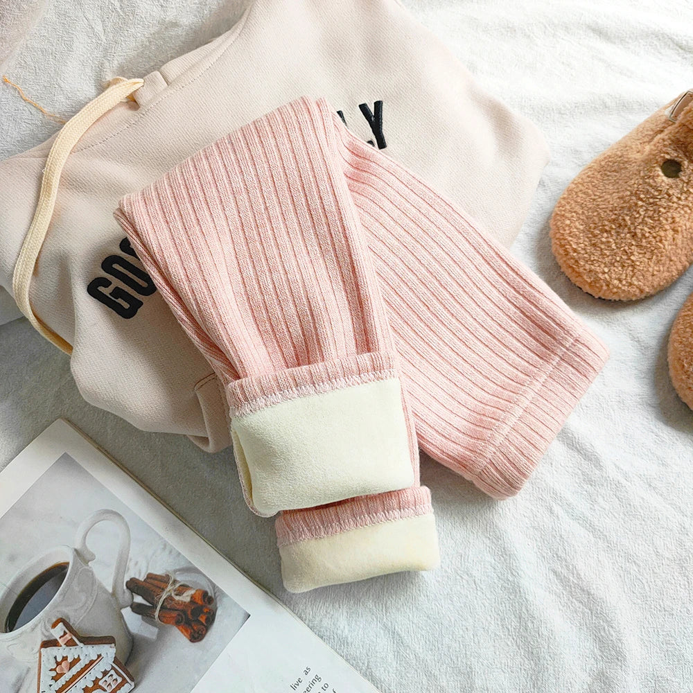 Kids Clothing Thicken Warm Cashmere Pants For Girls Autumn Winter Korean Childrens Plus Velvet Trousers Girls Legging